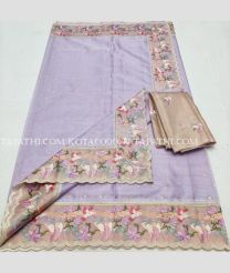 Lavender and Brown kota sarees with All over Embroidery work design - KOTA0000217
