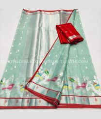 Turquoise and Red kota sarees with All over Embroidery work design - KOTA0000220