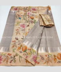 Grey and Cream kota sarees with All over Printed design - KOTA0000233