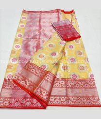 silver and light yellow colour kota sarees with All over Printed design - KOTA0000226
