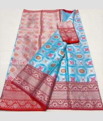 azure blue and silver colour kota sarees with All over Printed design - KOTA0000229