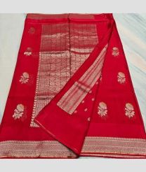Red and Silver kota sarees with All over Embroidery work design