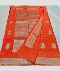 Orange and Silver kota sarees with All over Embroidery work design