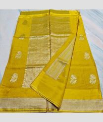 Mustard Yellow and Silver kota sarees with All over Embroidery work design