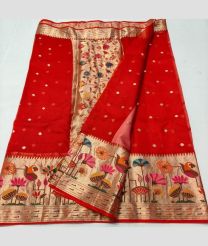 Red and Golden kota sarees with All over Buttas design