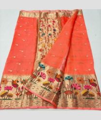 Peach and Golden kota sarees with All over Buttas design