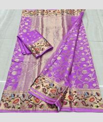 Purple Daffodil and Golden kota sarees with All over Embroidery work design