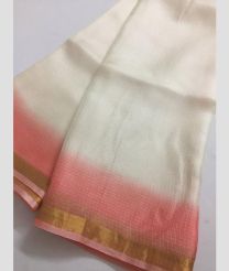 Half White and Peach kota sarees with All over Checks design