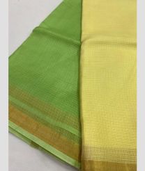 Parrot Green and Lite Yellow kota sarees with All over Checks design