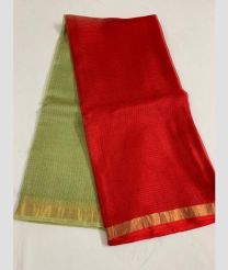 Fern Green and Red kota sarees with All over Checks design