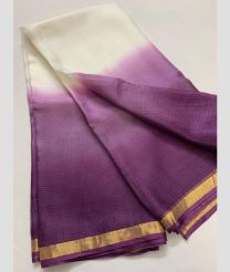 White and Purple kota sarees with All over Checks design
