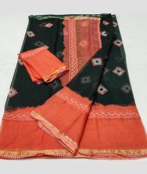 Black and Peach kota sarees with All over Printed design