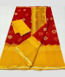 Red and Yellow kota sarees with All over Printed design