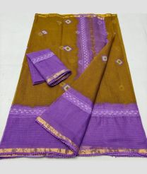 Brown and Purple kota sarees with All over Printed design