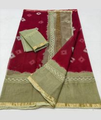 Crimson and Lite Fern Green kota sarees with All over Printed design