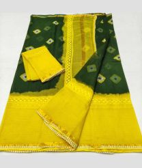 Dark Green and Yellow kota sarees with All over Printed design