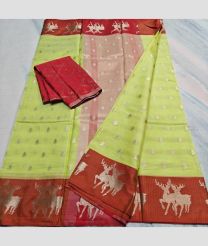 Acid Green and Chestnut kota sarees with All over Buttas design