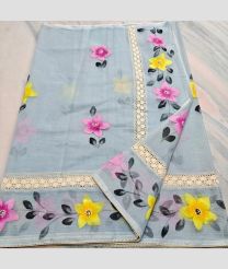 Lite Grey kota sarees with All over Hand Brush Printed design