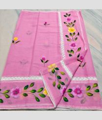 Rose Pink kota sarees with All over Hand Brush Printed design