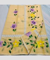 Lemon Chiffon kota sarees with All over Hand Brush Printed design