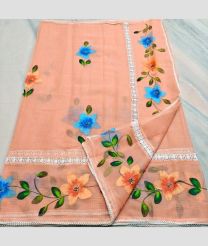 Peach kota sarees with All over Hand Brush Printed design