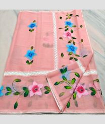 Pink Orange kota sarees with All over Hand Brush Printed design