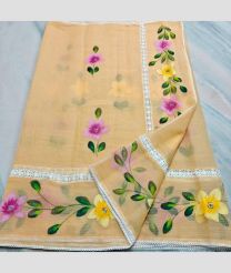 Deer Brown kota sarees with All over Hand Brush Printed design