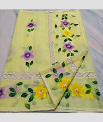 Lite Lemon Yellow kota sarees with All over Hand Brush Printed design