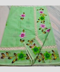 Aqua Seafoam Green kota sarees with All over Hand Brush Printed design