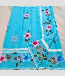 Sky Blue kota sarees with All over Hand Brush Printed design