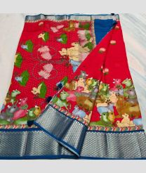 Red and Blue kota sarees with All over Printed design