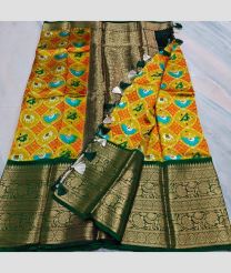 Mustard Yellow and Pine Green kota sarees with All over Printed design