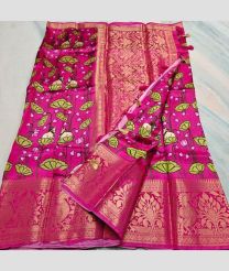 Hot Pink and Silver kota sarees with All over Printed design