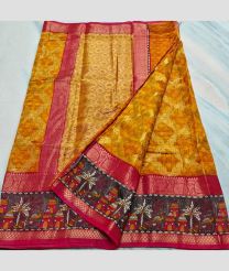 Mustard Yellow and Red kota sarees with All over Printed design
