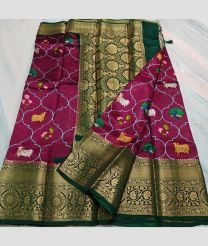 Magenta and Green kota sarees with All over Printed design