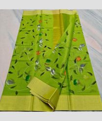 Parrot Green and Acid Green kota sarees with All over Hand Brush Printed design