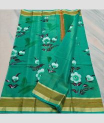 Medium Turquoise and Mehendi Green kota sarees with All over Hand Brush Printed design