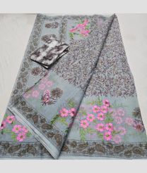Dark Grey and Rose Pink kota sarees with All over Embroidery work design