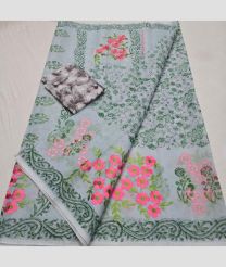 Cream and Green kota sarees with All over Embroidery work design