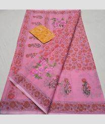 Rose Pink and Yellow kota sarees with All over Embroidery work design