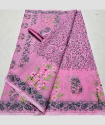 Rose Pink and Dark Grey kota sarees with All over Embroidery work design
