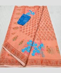 Peach and Blue kota sarees with All over Embroidery work design