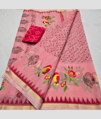 Baby Pink and Red kota sarees with All over Embroidery work design