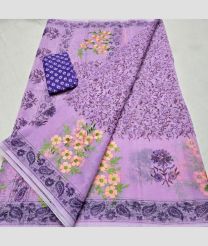Lavender and Royal Blue kota sarees with All over Embroidery work design