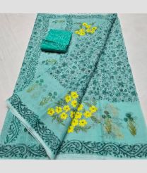 Lite Turquoise and Turquoise kota sarees with All over Embroidery work design