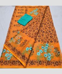 Orange and Turquoise kota sarees with All over Embroidery work design