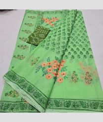 Pista and Leafy Green kota sarees with All over Embroidery work design