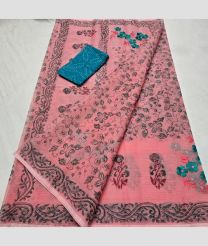 Rose Pink and Blue Ivy kota sarees with All over Embroidery work design