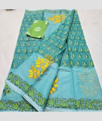 Sky Blue and Lite Parrot Green kota sarees with All over Embroidery work design