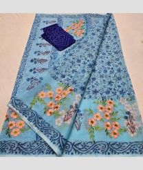 Sky Blue and Navy Blue kota sarees with All over Embroidery work design